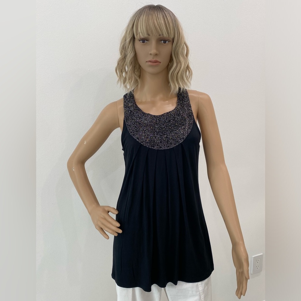 Pretty Sweaterworks Halter-Style Black, Silvertone, Goldtone Embellishment